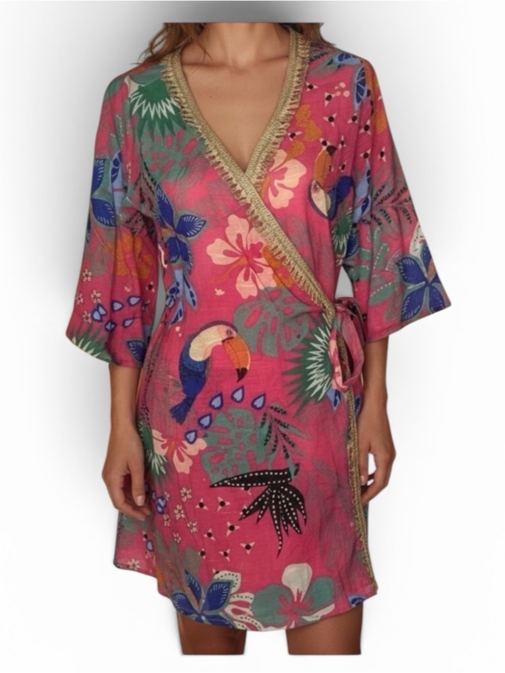 Barok Paris Jungle Print Wrap Kimono NWT